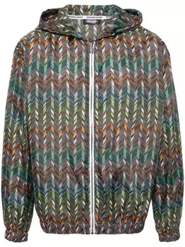 Missoni куртка с капюшоном и узором шеврон, черный