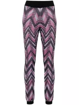 Missoni легинсы в рубчик с узором зигзаг, розовый