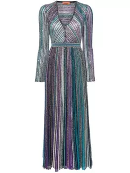 Missoni макси-платье в рубчик, украшенное пайетками, синий