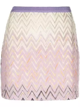 Missoni мини-юбка из смесовой шерсти с узором зигзаг, фиолетовый