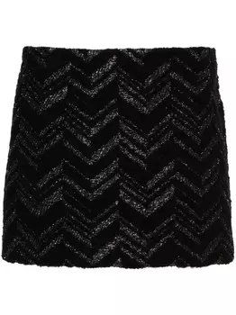 Missoni мини-юбка с зигзагообразным переплетением и люрексом, черный