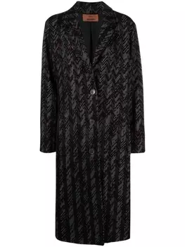 Missoni однобортное пальто с узором в елочку, черный