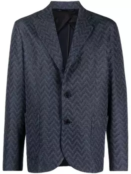Missoni однобортный пиджак с узором зигзаг, синий