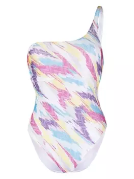 Missoni open-knit one-shoulder swimsuit, белый