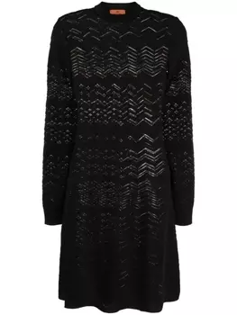 Missoni платье из смесовой шерсти с узором зигзаг, черный