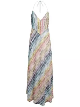 Missoni платье макси с узором зигзаг, синий
