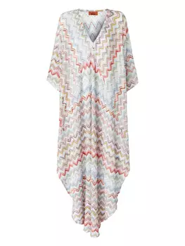 Missoni платье макси с узором зигзаг, белый
