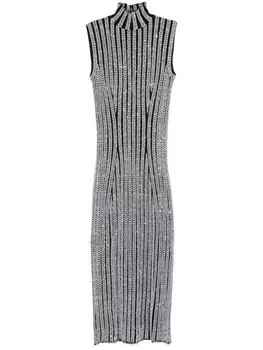 Missoni платье миди без рукавов с пайетками, серебряный