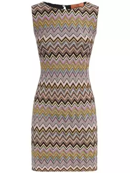 Missoni платье мини без рукавов с узором зигзаг, коричневый