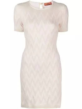 Missoni платье мини с узором зигзаг, нейтральный цвет