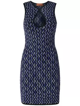 Missoni платье мини с узором зигзаг и пайетками, черный