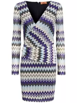 Missoni платье мини с узором зигзаг, нейтральный цвет
