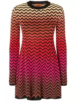 Missoni платье мини с узором зигзаг, розовый