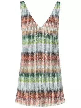 Missoni платье мини в полоску, зеленый