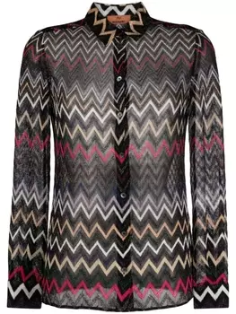 Missoni платье с длинными рукавами и узором зигзаг, черный