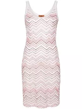 Missoni платье с пайетками и узором зигзаг, розовый