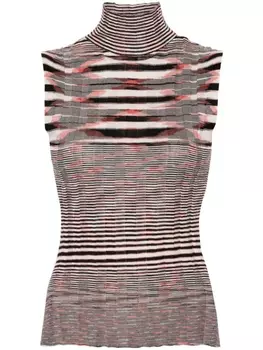 Missoni полосатая блузка с высоким воротником, черный
