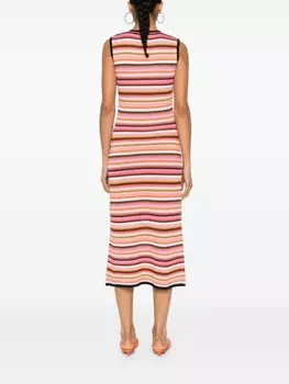 Missoni полосатое платье макси в рубчик, розовый