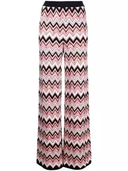 Missoni прямые брюки с узором шеврон, розовый