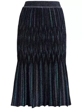 Missoni расклешенная юбка миди ламе с ромбовидным узором, черный