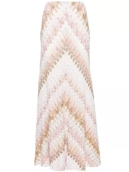 Missoni расклешенная юбка миди с люрексом, розовый