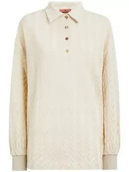 Missoni рубашка-поло с зигзагообразным переплетением, нейтральный цвет