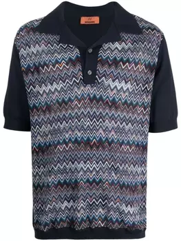 Missoni рубашка поло в рубчик с узором зигзаг, синий