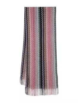 Missoni шарф в технике кроше с узором зигзаг, черный