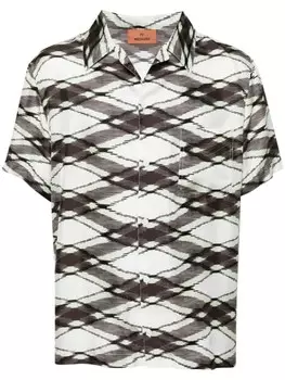 Missoni шелковая рубашка с короткими рукавами и узором, зеленый