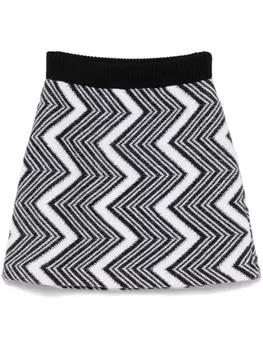 Missoni шерстяная юбка мини с узором зигзаг, черный