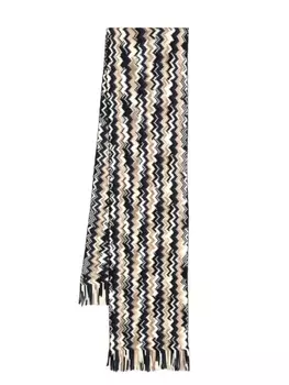 Missoni шерстяной шарф с узором зигзаг, нейтральный цвет