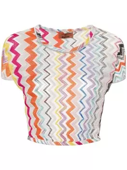 Missoni шевронный трикотажный укороченный топ, белый
