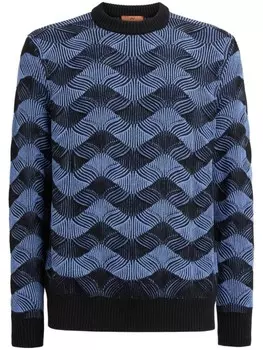 Missoni свитер в рубчик с круглым вырезом, синий