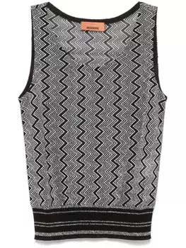 Missoni топ из ткани ламе с узором зигзаг, черный