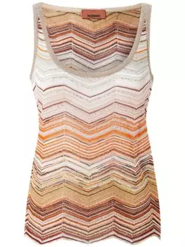 Missoni топ из ткани ламе с узором шеврон, нейтральный