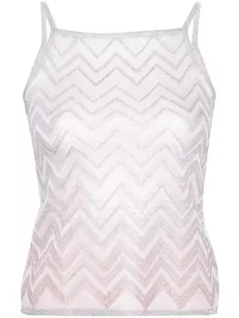 Missoni топ с узором зигзаг и люрексом, розовый