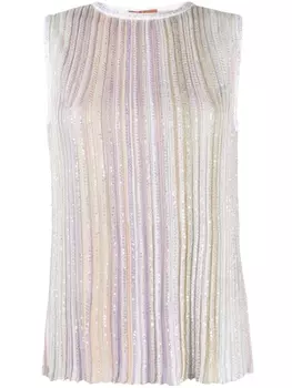 Missoni топ с узором зигзаг и сборками, нейтральный цвет