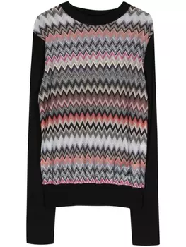 Missoni топ в рубчик с узором зигзаг, черный