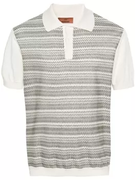 Missoni трикотажная рубашка поло с узором зигзаг, нейтральный цвет