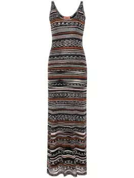 Missoni трикотажное платье макси в полоску, черный