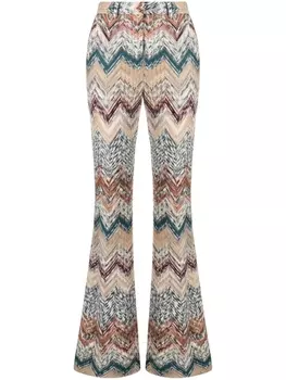 Missoni трикотажные брюки с узором зигзаг, нейтральный цвет