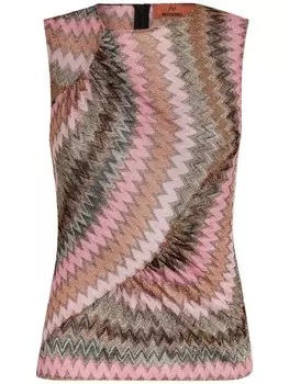 Missoni трикотажный топ с узором зигзаг, розовый