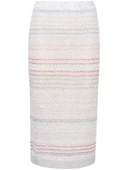 Missoni юбка-карандаш длины миди с пайетками, белый