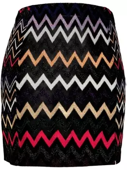Missoni юбка мини в технике кроше с узором зигзаг, черный
