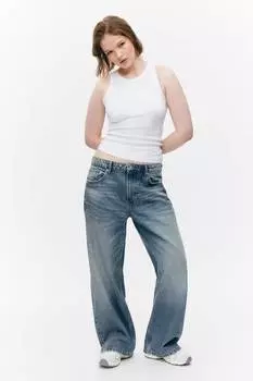 Missy – широкие джинсы с заниженной талией и прямыми штанинами Monki, синий