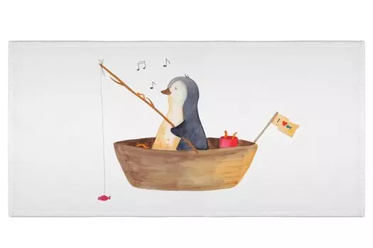Мистер и миссис Панда 50 x 100 Полотенце Penguin Surfer — белое — подарок, Гавайи, большое, детское, полотенца, волны, серфинг, ванная комната, банное полотенце Mr. & Mrs. Panda, белый
