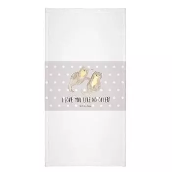 Мистер и миссис Панда 70 x 140 Полотенце Otter Holding Hands - Серая пастель - Подарок, Полотенце для сауны, Морская выдра, Морская выдра, Пляжное полотенце, Полотенце для душа, Детское полотенце Mr. & Mrs. Panda, белый