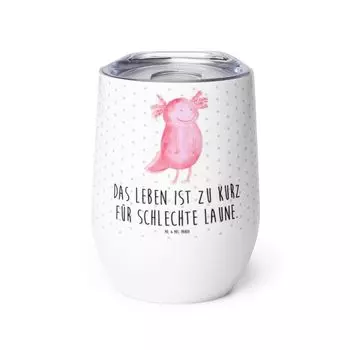 Мистер и миссис Панда Аксолотль Happy Wine Cup - Белый - Подарок, Крен, Чашка для глинтвейна, Мотивация, Крен, Тритон, Чашка для вина для путешествий, Бокал для вина, Веселый, Термочашка Mr. & Mrs. Panda