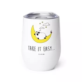 Мистер и миссис Панда Кубок для вина Panda Easy - Белый - Подарок, Кубок для питья, Горячие напитки, Кубок для вина в дороге, Бокал для вина, Кубок для вина в путешествии Mr. & Mrs. Panda
