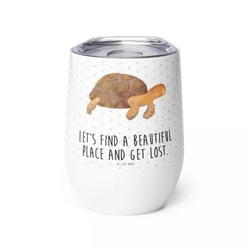 Мистер и миссис Панда, Кубок с вином, Марш черепахи - Белый - Подарок, Кубок с вином, Путешествие, Горячие напитки, Море, Отпуск, Морские животные, Бокал для вина, Бокалы для вина, Потеряйся Mr. & Mrs. Panda